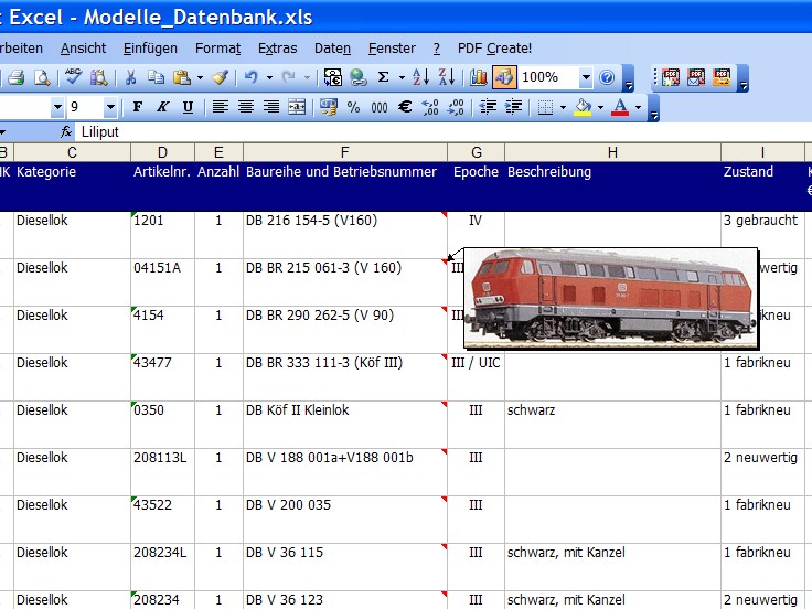 Bild 1: Die fertige Datenbank (Ausschnitt)
